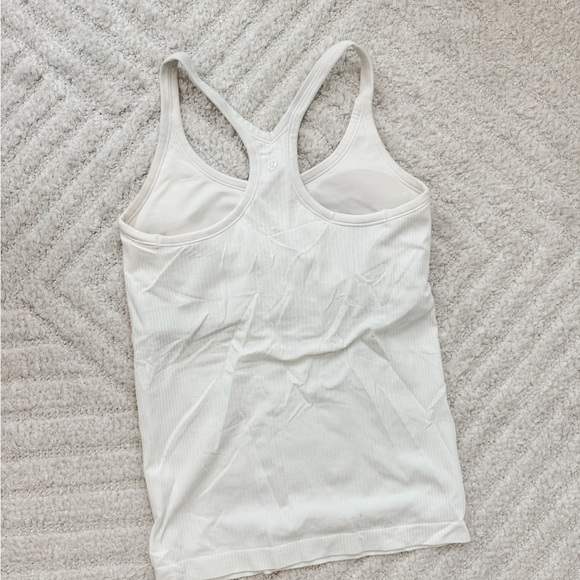 lululemon White Ribbed Ebb to Steet Tank Top - Size 8 - Picture 5 of 5